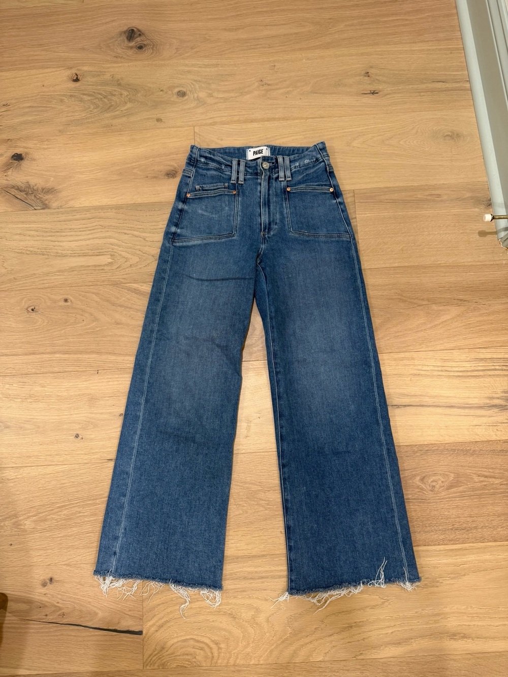 PAIGE Anessa Dark Blue Wide-Leg High-Rise Jeans